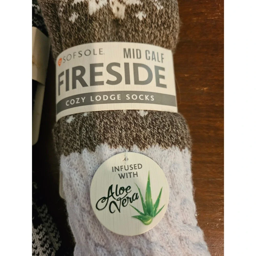 SofSole Fireside Socks Mens Womens OS Multi Color 2 Pair Bundle Cozy Lodge